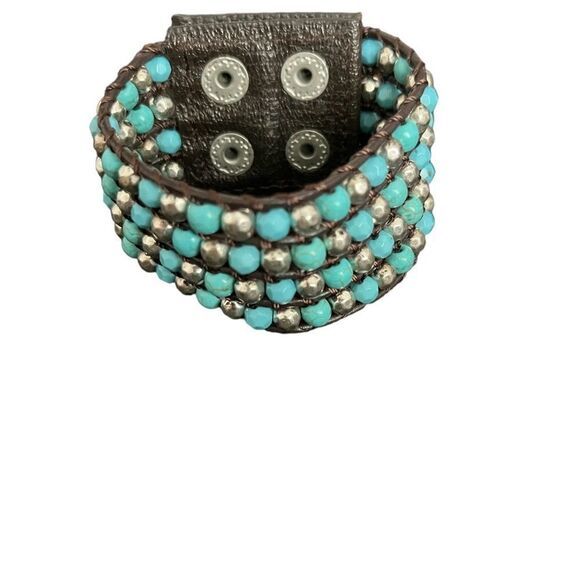 Vintage Faux Turquoise Cuff Bracelet - Picture 3 of 4